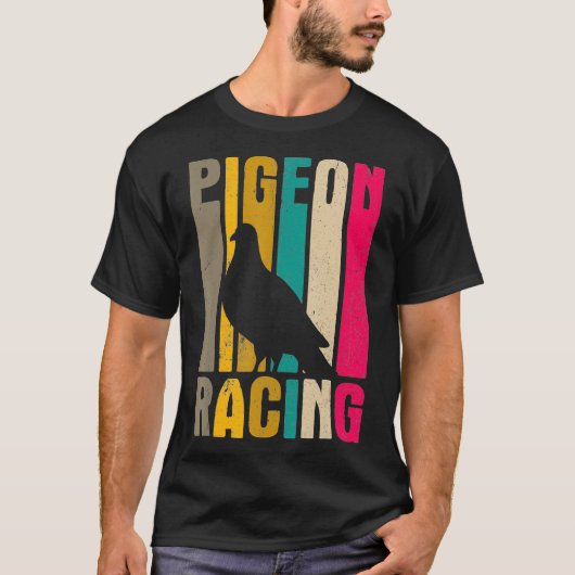 カラフルな鳩のデザイン レース鳩 Tシャツ (正面)