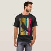 カラフルな鳩のデザイン レース鳩 Tシャツ (正面フル)