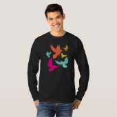 カラフルな鳩のレース Tシャツ (正面フル)