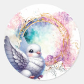 カラフルな鳩 ラウンドシール (正面)