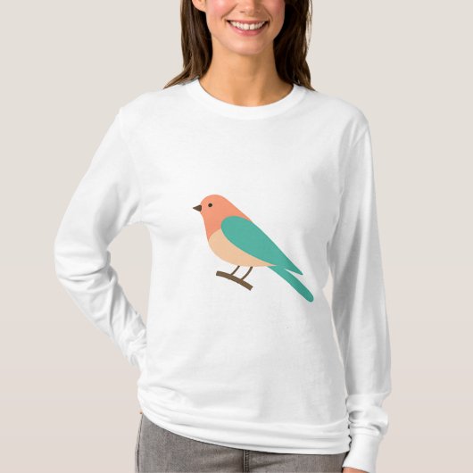 カラフルな鳴き鳥のアートTシャツ 女性向け Tシャツ (正面)
