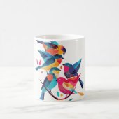カラフルな鳴き鳥の陶器コーヒーマグ コーヒーマグカップ (中央)