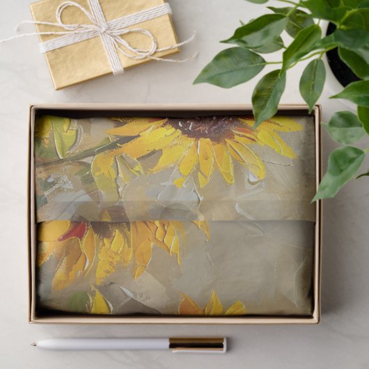 カラフルな鶏ひまわり油絵の切り離し 薄葉紙 (ギフト)