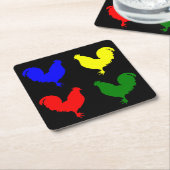 カラフルな鶏 スクエアペーパーコースター (アングル)