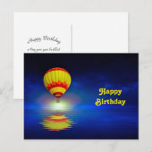 カラフルな黄色のホットエアバルーン誕生日 ポストカード (正面/裏面)
