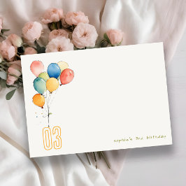 カラフルな黄色の赤と緑の風船 子供の誕生日 ノートカード