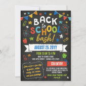 カラフルな黒板の星のバックトゥスクールバッシュ 招待状 (正面)