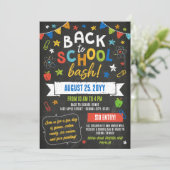 カラフルな黒板の星のバックトゥスクールバッシュ 招待状 (スタンド正面)