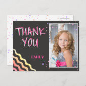 カラフルな黒板誕生日感謝フォト ポストカード (正面/裏面)