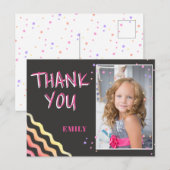 カラフルな黒板 誕生日お礼 フォト ポストカード (正面/裏面)