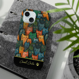 カラフルな黒猫の水彩画 iPhone 15ケース