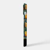 カラフルな黒猫の水彩画 iPhone 15ケース (左側面)