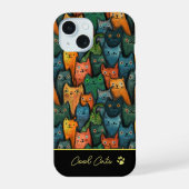 カラフルな黒猫の水彩画 iPhone 15ケース (裏面)