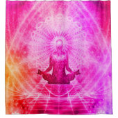 カラフルな黙想のスピリチュアルのヨガ シャワーカーテン (正面)