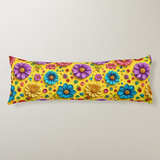 カラフルな３Ｄの花 ボディピロー (正面)