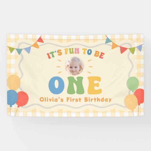 カラフルな1歳の誕生日バナー お祝いしよう 横断幕 (横)