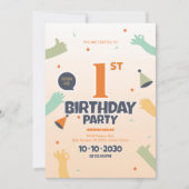 カラフルな1歳の誕生日招待状 招待状 (正面)