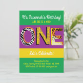 カラフルな1歳の誕生日招待状 Wild One 招待状 (スタンド正面)
