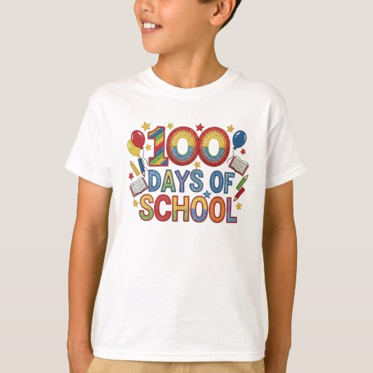 カラフルな100日目の登校 Tシャツ (正面)