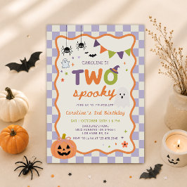 カラフルな2体の怖いハロウィンの幽霊の2歳の誕生日 招待状