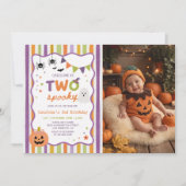 カラフルな2体の怖いハロウィンガーゴイル誕生日写真 招待状 (正面)