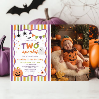 カラフルな2体の怖いハロウィンガーゴイル誕生日写真 招待状
