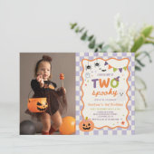 カラフルな2体の怖いハロウィンガーゴイル 2歳の誕生日 招待状 (スタンド正面)