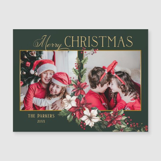 カラフルな2枚の写真 メリークリスマス ポインセチア (正面)
