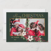 カラフルな2枚の写真 メリークリスマス ポインセチア シーズンカード (正面)