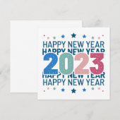 カラフルな2023年おめでとう 招待状 (正面/裏面)