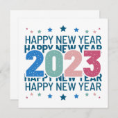 カラフルな2023年新年おめでとう 招待状 (正面/裏面)