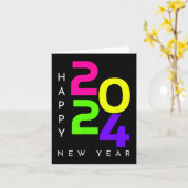 カラフルな2024年ハッピーニューイヤーファミリーマッチンクリス カード (黄色い花)