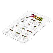 カラフルな2026年カレンダー マグネット (左側)