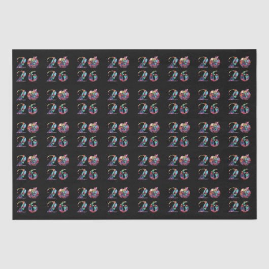 カラフルな2026年タテジマ包装紙 薄葉紙 (正面)