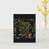 カラフルな2026年新年のお祝いタイポグラフィ カード (黄色い花)