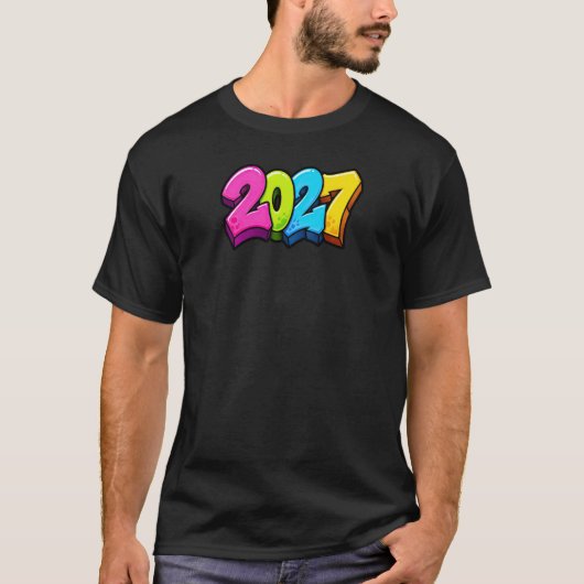 カラフルな2027の数字 Tシャツ (正面)