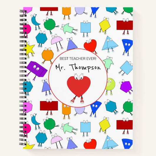 カラフルな2D&3D幾何学図形の先生へのギフト ノートブック (正面)