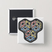 カラフルな3D立方体 缶バッジ (正面&裏面)