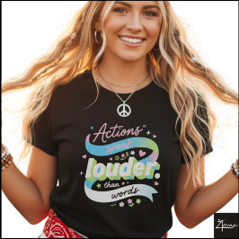 カラフルな3D アクションは言葉より雄弁 ポップ Tシャツ