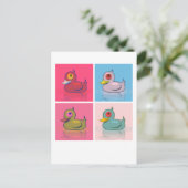 カラフルな4羽のあひる ポストカード (スタンド正面)