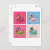 カラフルな4羽のあひる ポストカード (正面/裏面)