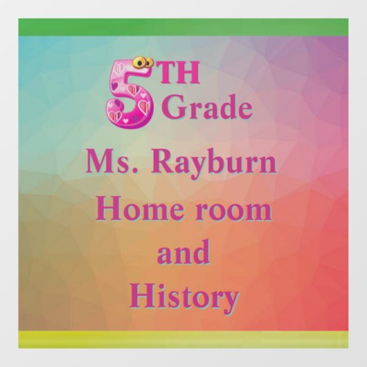 カラフルな5年生の教室　６×６ ウィンドウサイン (シート)