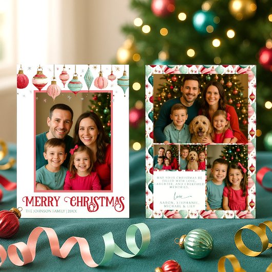 カラフルな5枚の写真 メリークリスマス シーズンカード