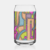 カラフルな60年代モダン幾何学抽象 ガラス缶 (正面)