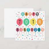 カラフルな70歳の誕生日風船 セーブザデート (正面/裏面)