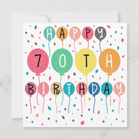 カラフルな70歳の誕生日風船 セーブザデート (正面)