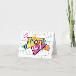 カラフルな80年代パーティー サンキューカード