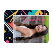 カラフルな80年代レトロ 明るい卒業発表 マグネット (横)