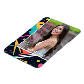 カラフルな80年代レトロ 明るい卒業発表 マグネット (左側)