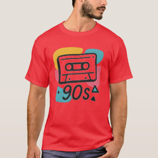 カラフルな90年代のカセットテープデザインの名前 レトロ Tシャツ